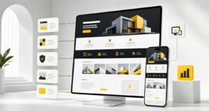 Nowoczesna strona internetowa firmy wyświetlana na komputerze i smartfonie